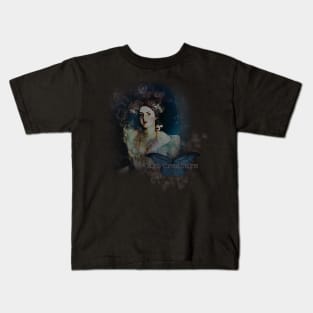 Aesthetics, darkness, gothic, romantic, moon, dark academia, love, romantic, statue, vintage, retro, artistic, artsy, classy, butterfly, flowers, floral Kids T-Shirt